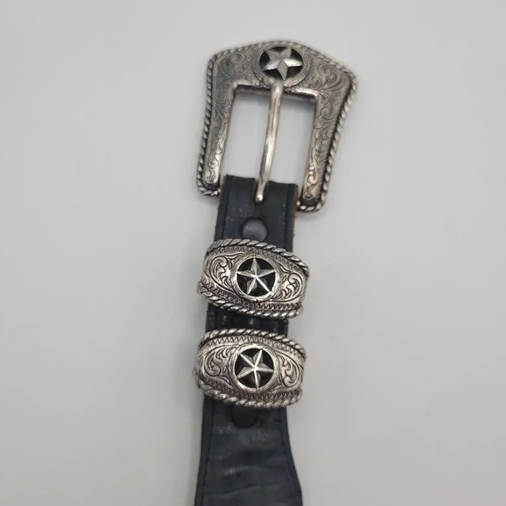 Tony Lama Belt 44 Black Leather Country Croc Print Western Cowboy USA C42123